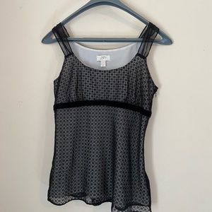 LOFT Black Mesh Blouse